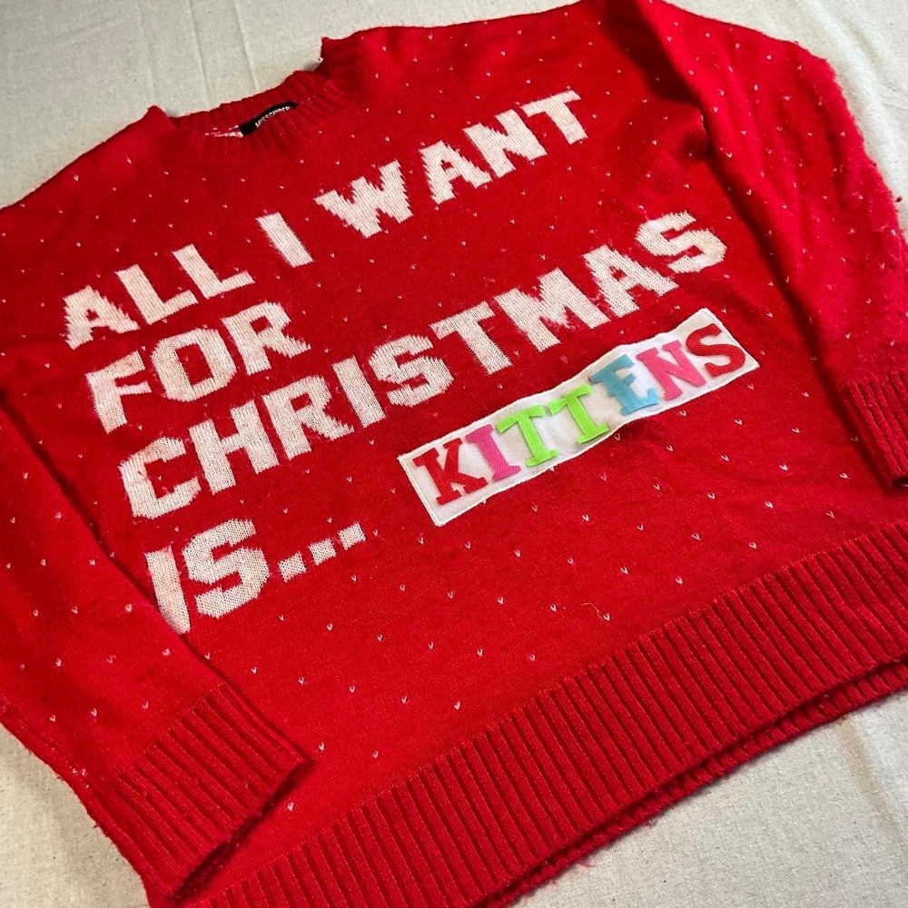 Womens Missguided Red Personalize Velco Letter Christmas Sweater (Sz 8)